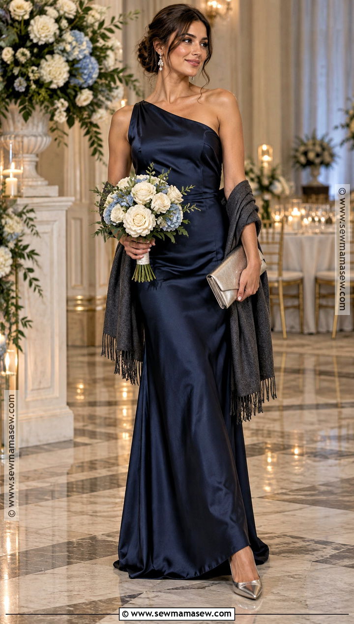 Navy Satin Fall Bridal Party Dress - 15 fall bridal party dresses