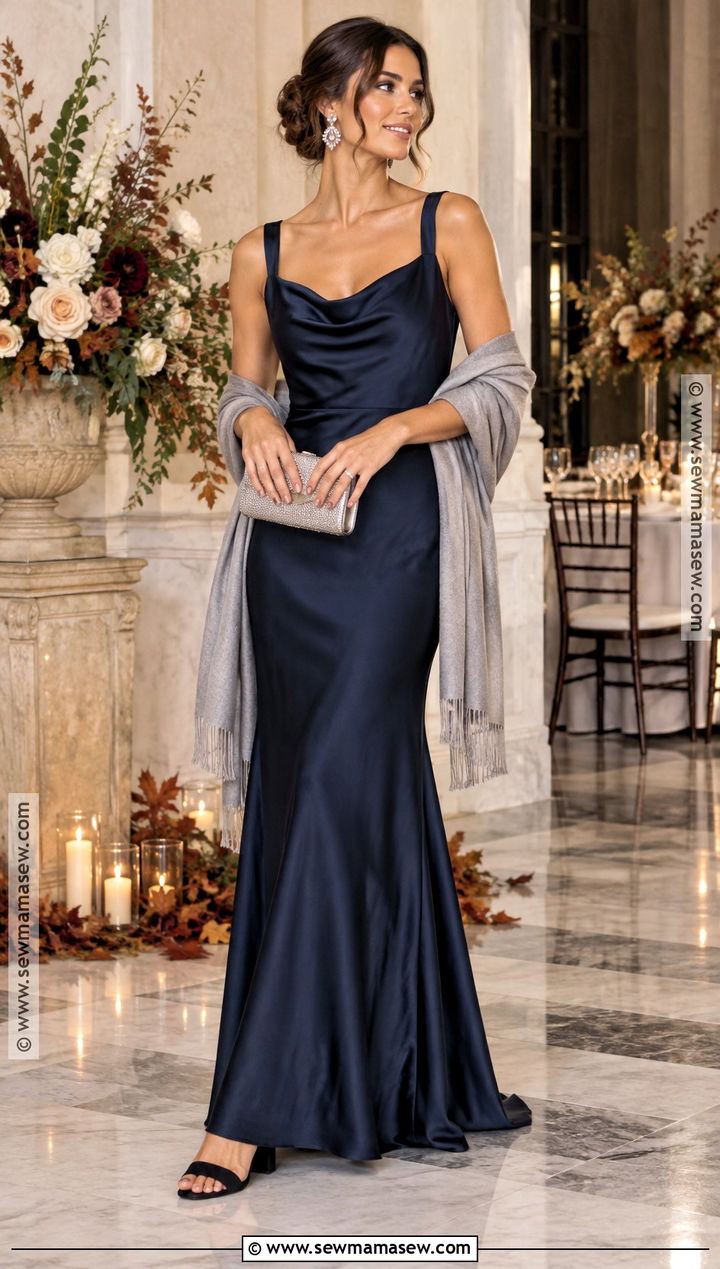 Navy Satin Slip Bridesmaid Dress - 20 blue bridesmaid dresses fall