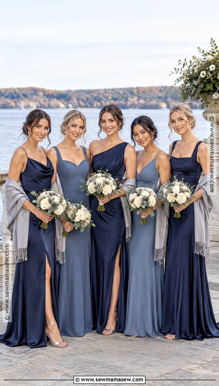 Navy Slate and Dusty Blue Bridesmaid Dresses - 15 Multiple Color Bridesmaid Dresses Fall