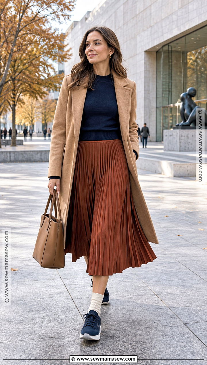Navy Sneakers With a Midi Skirt - 25 autumn sneakers