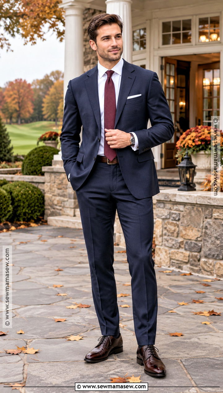 Navy Suit Fall Wedding Attire - 20 fall wedding attire ideas for men