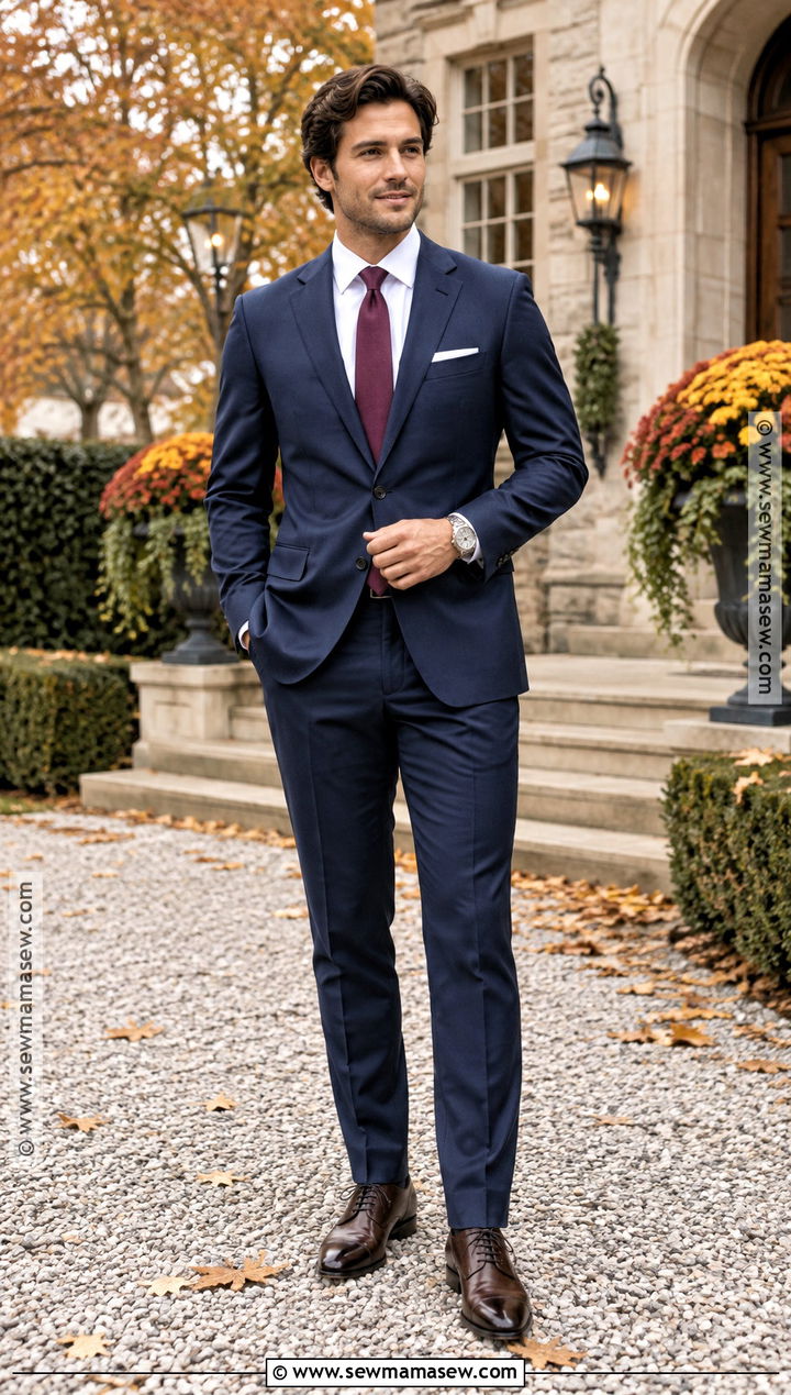 Navy Suit Fall Wedding Guest Outfit - 20 mens wedding guest outfit fall ideas