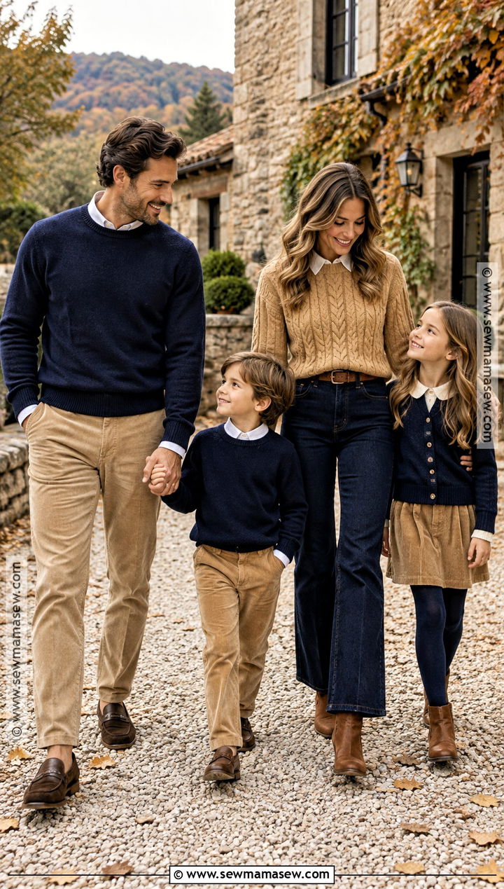 Navy Sweater And Camel Family Outfit - 15 fall family photos sweaters