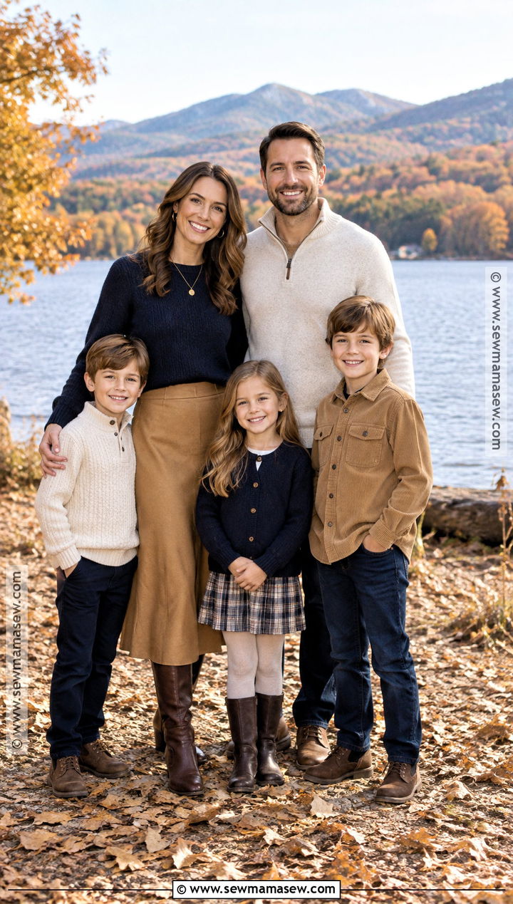 Navy Sweater And Khaki Family Picture Outfit - 15 Neutral Fall Outfits For Family Pictures