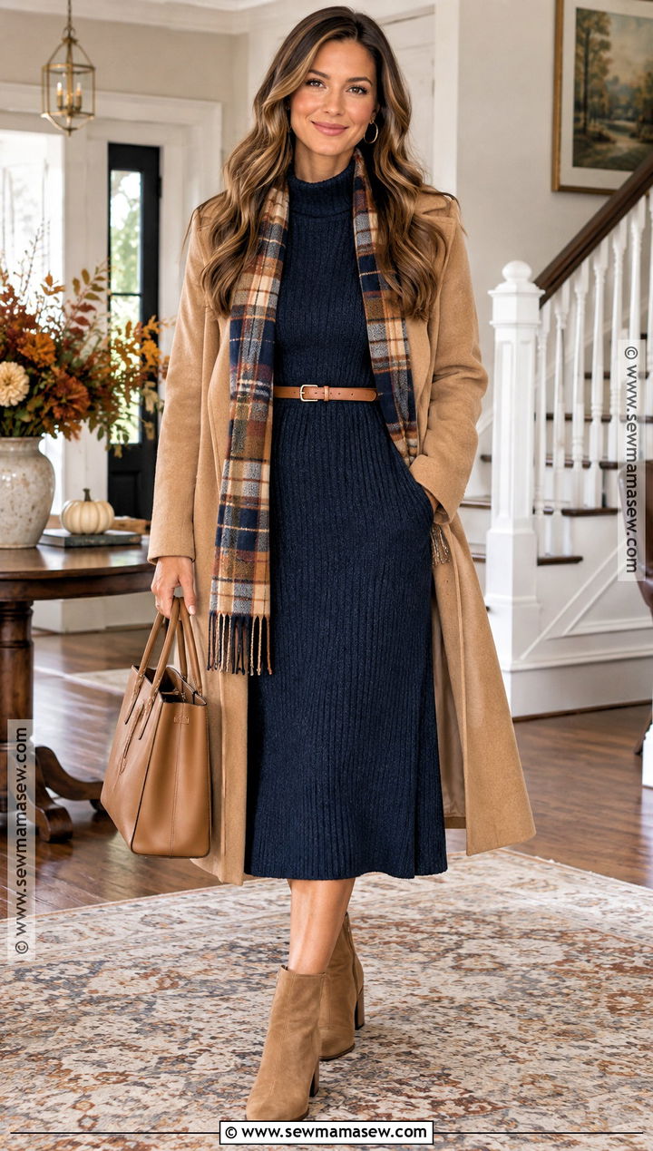 Navy Sweater Midi Thanksgiving Dress - 20 thanksgiving dresses for women