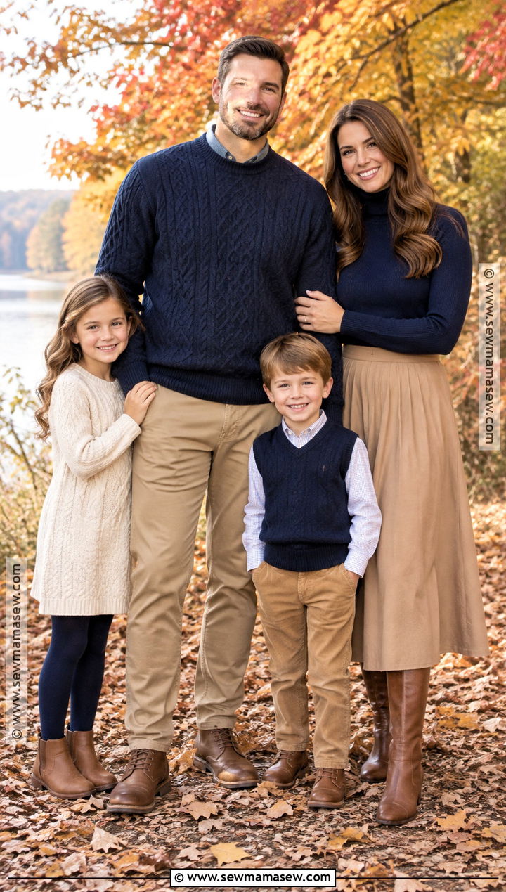 Navy Sweaters And Khaki Family Outfits - 20 fall family pictures outfits navy