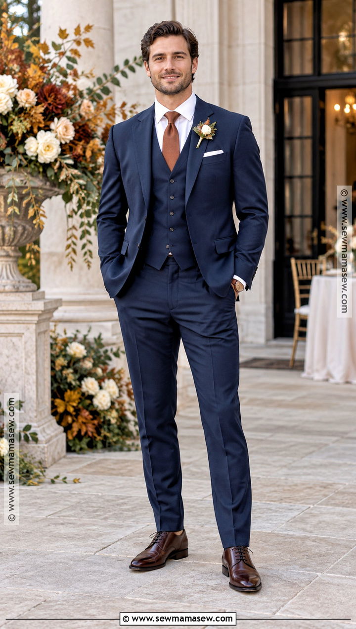 Navy Three Piece Groom Suit - 15 september groom attire ideas