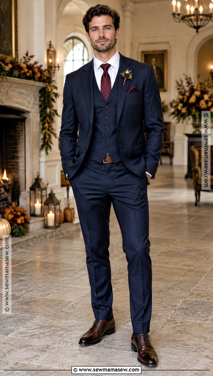 Navy Three Piece November Groom Attire - 15 november groom attire ideas