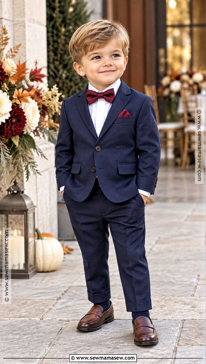 Navy Toddler Boy Fall Wedding Suit - 15 toddler boy wedding outfit fall ideas