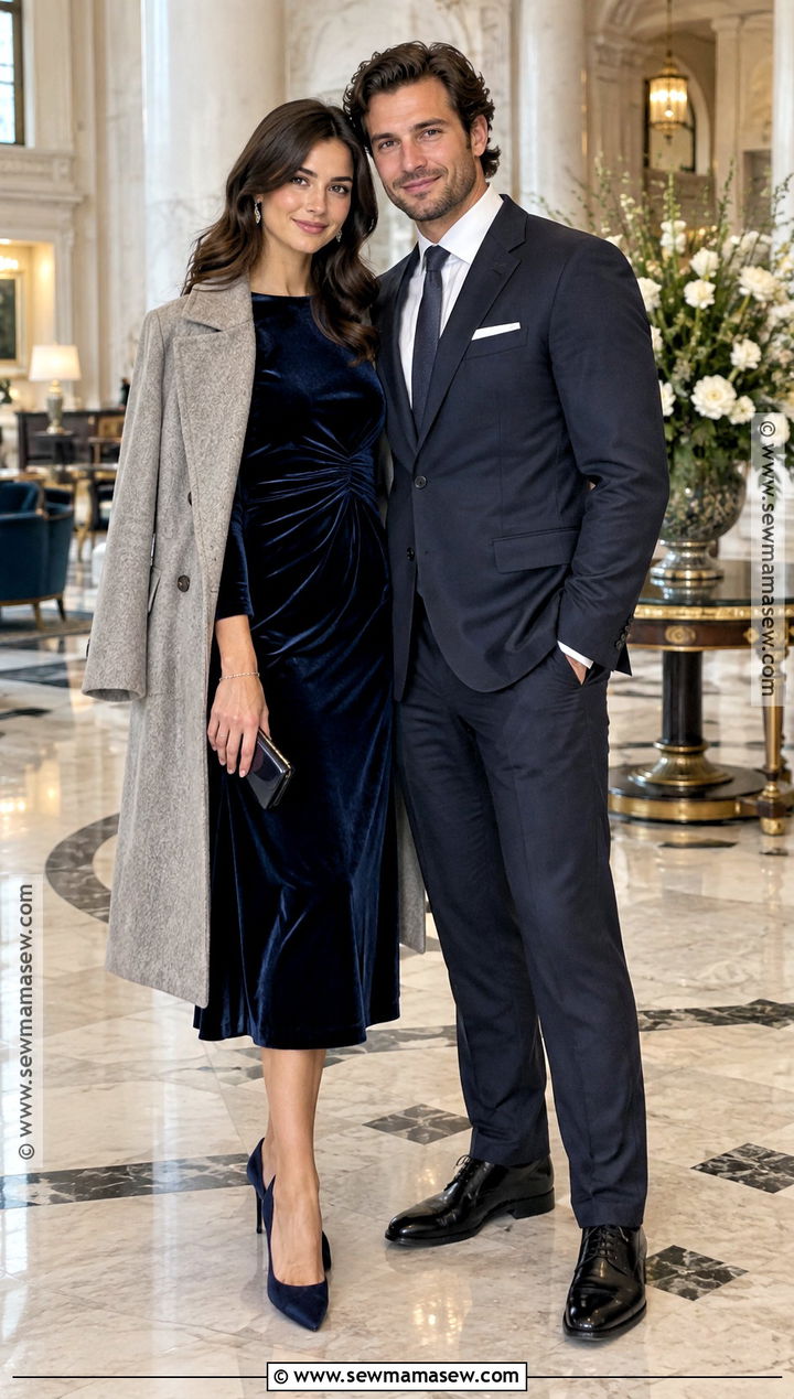 Navy Velvet Engagement Photo Dress - 15 engagement photos dress fall ideas