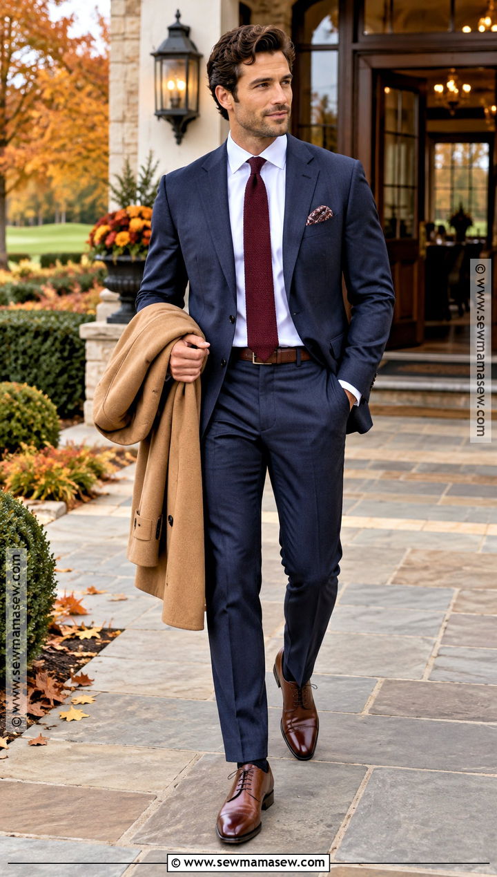 Navy Wool Suit Fall Wedding Attire - 15 Mens Wedding Attire Fall Ideas