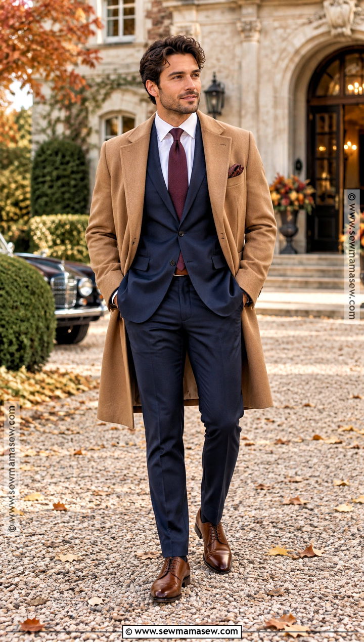 Navy Wool Suit October Wedding Guest Outfit - 15 October Wedding Guest Outfits for Men