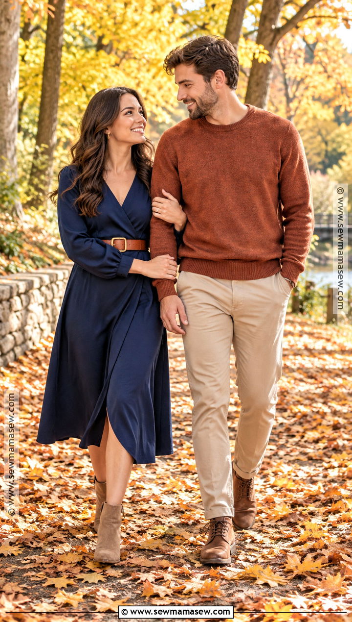 Navy Wrap Dress Engagement Photo Outfit - 15 engagement photo fall outfits