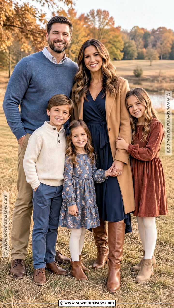 Navy Wrap Dress Fall Family Picture Outfit - 15 fall family pictures outfits for moms