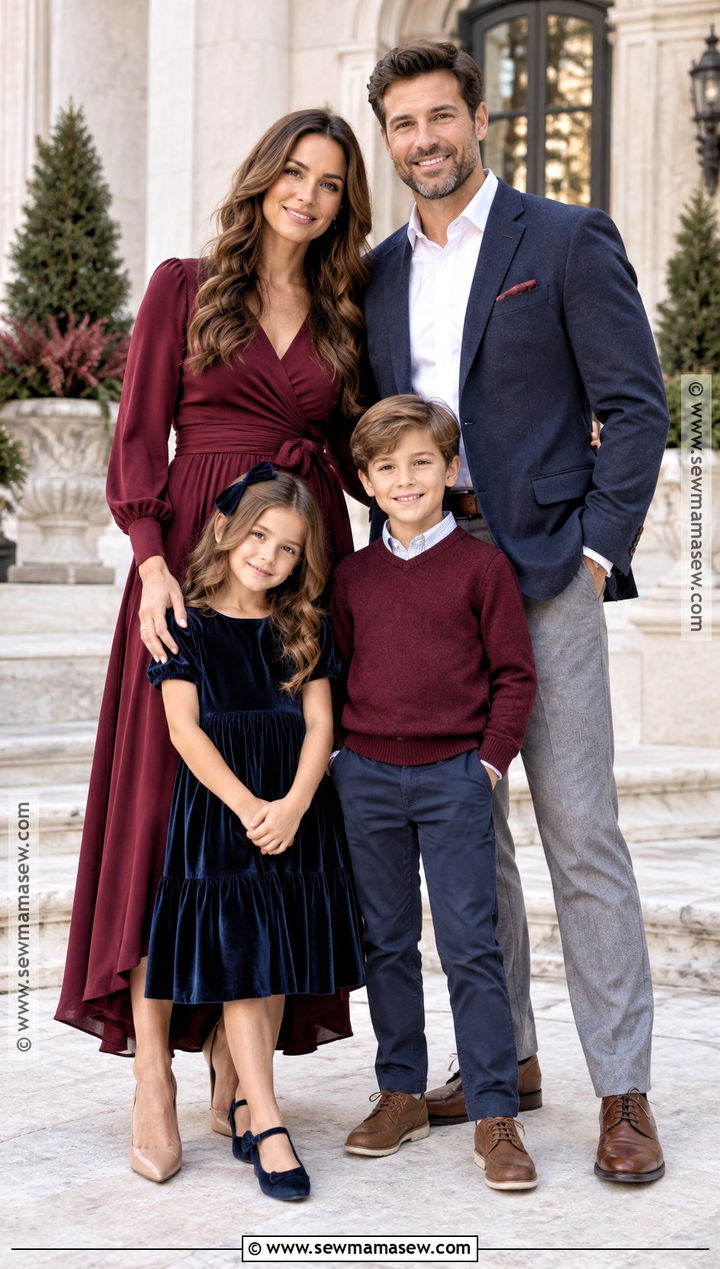 Navy and Burgundy November Family Photo Outfits - 15 november family photos outfits