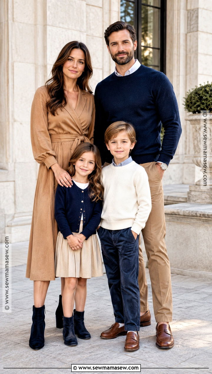 Navy and Camel Fall Family Photo Outfits - 20 Neutral Fall Family Photo Outfits