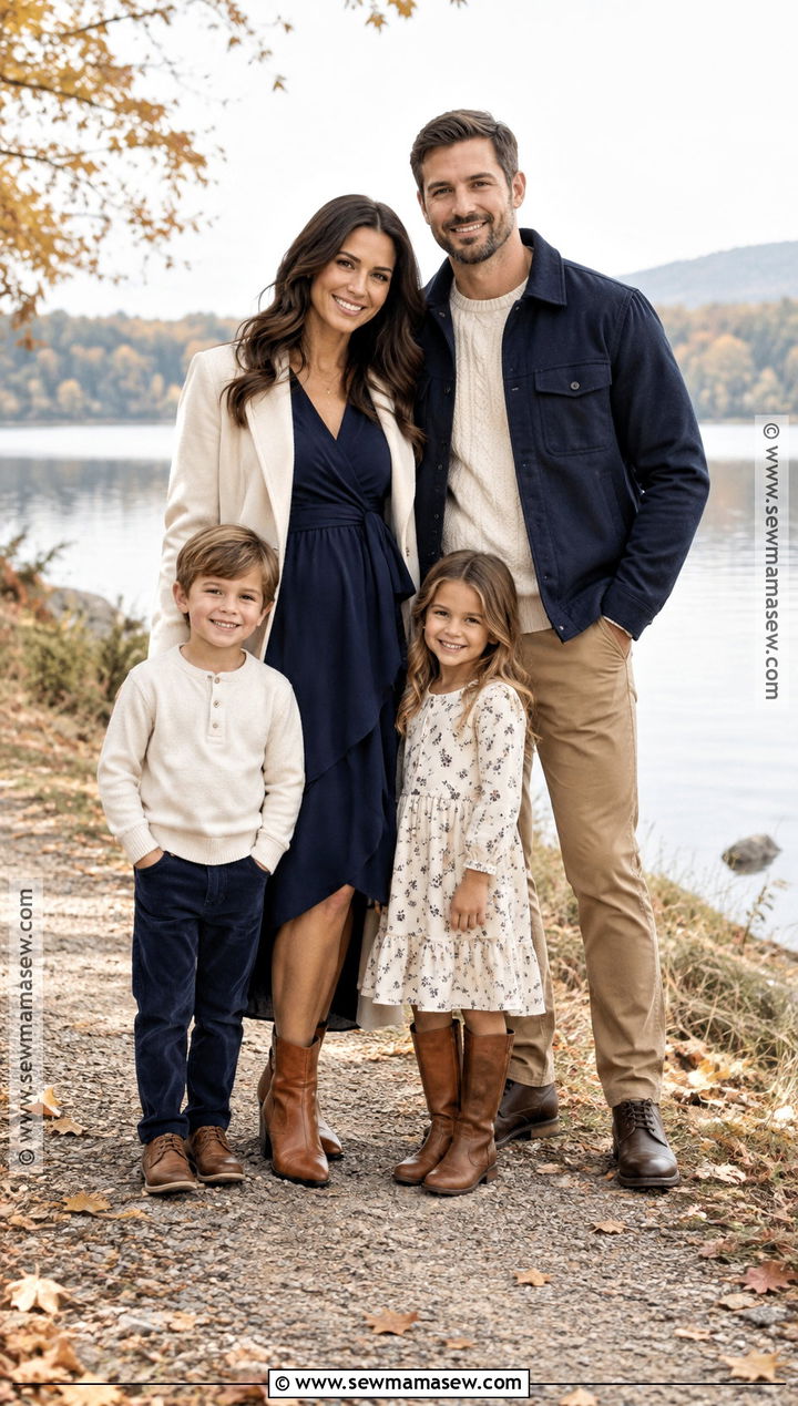 Navy and Cream Fall Family Picture Outfits - 15 fall theme family picture outfits
