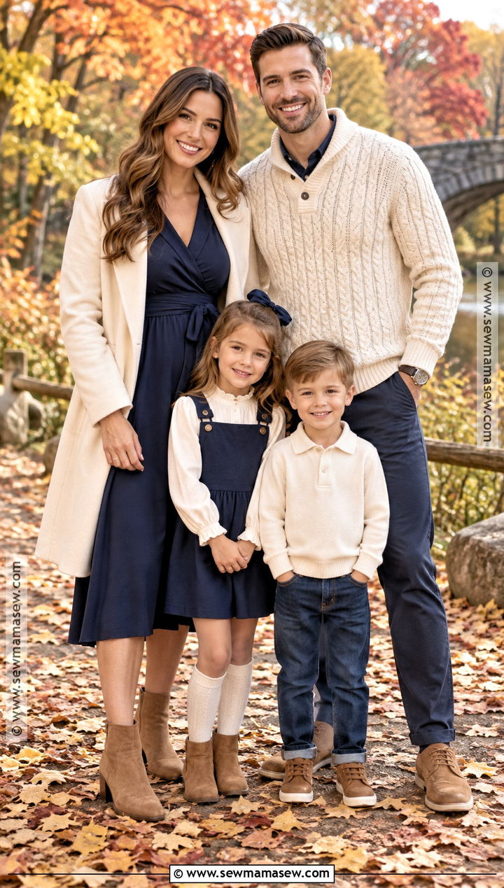 Navy and Cream Family Photo Outfits - 15 family photo fall outfits