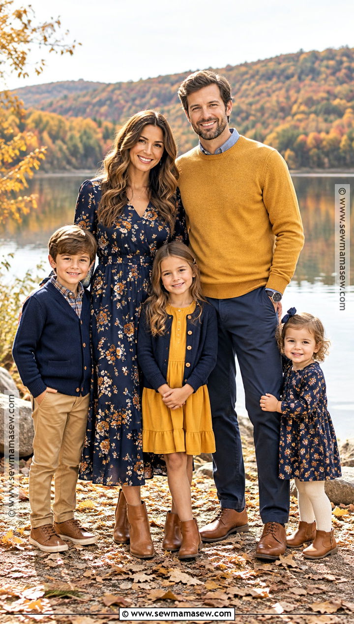 Navy and Mustard Fall Family Outfits - 25 fall family outfits