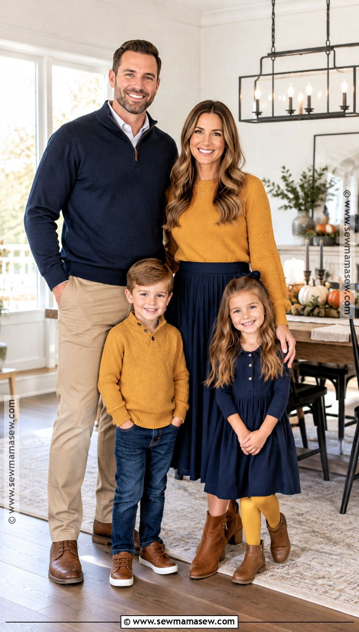 Navy and Mustard Thanksgiving Family Outfit - 25 thanksgiving family outfits