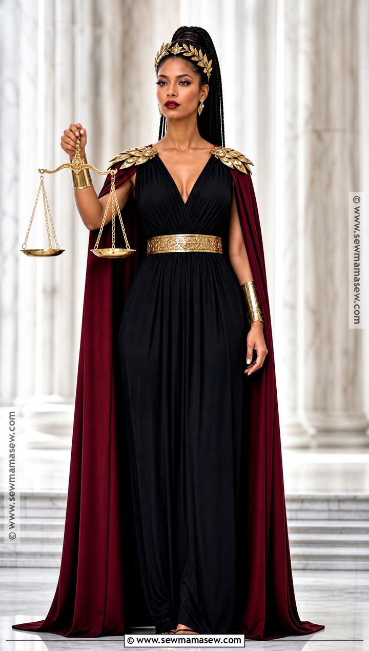 Nemesis Greek Goddess Costume With Black And Gold Dress - 30 greek gods costume ideas