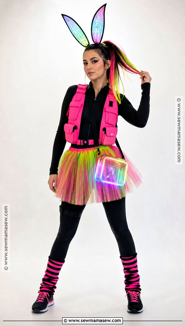Neon Bunny Costume - 30 bunny costume aesthetic ideas