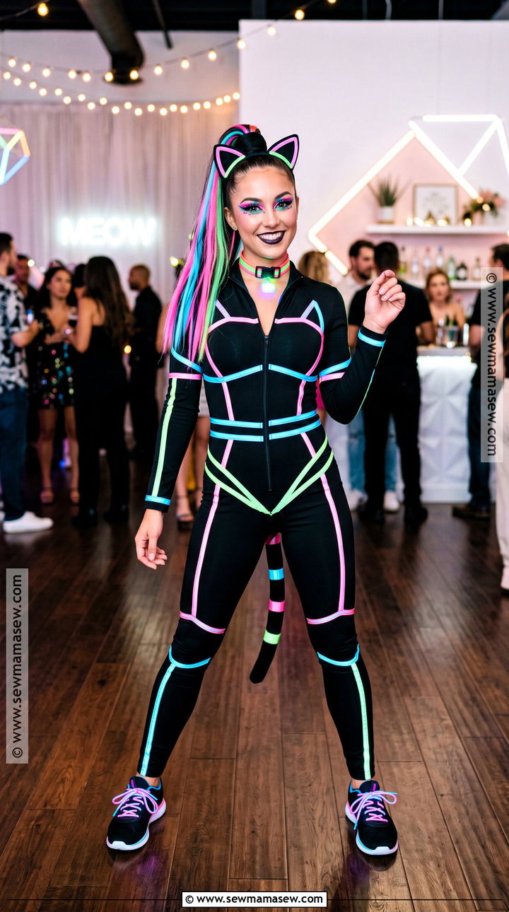 Neon Cat Costume - 30 Cat Halloween Costumes for Women