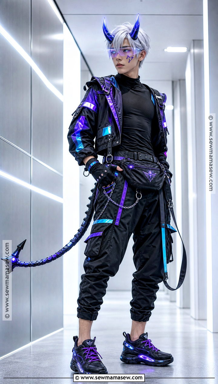Neon Cyber Demon Outfit For Men - 30 demon outfit male ideas