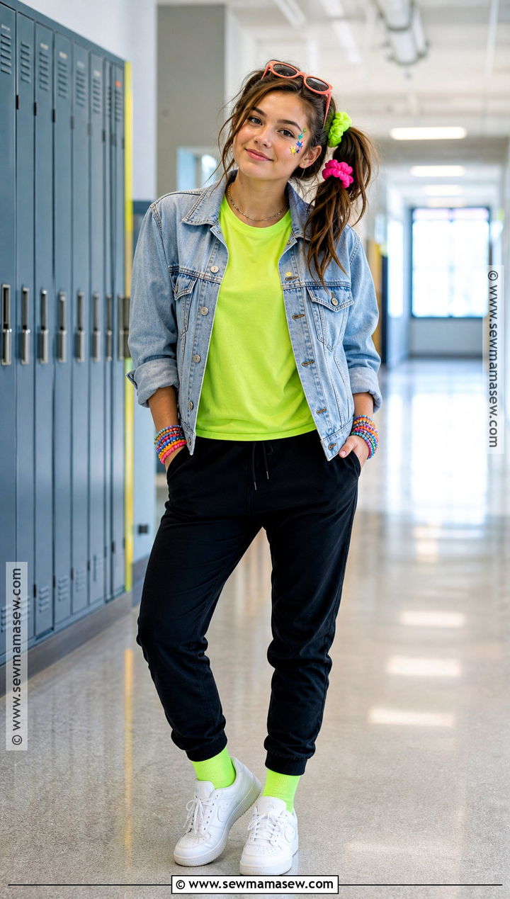 Neon Day School Outfit - 30 school dress up day ideas