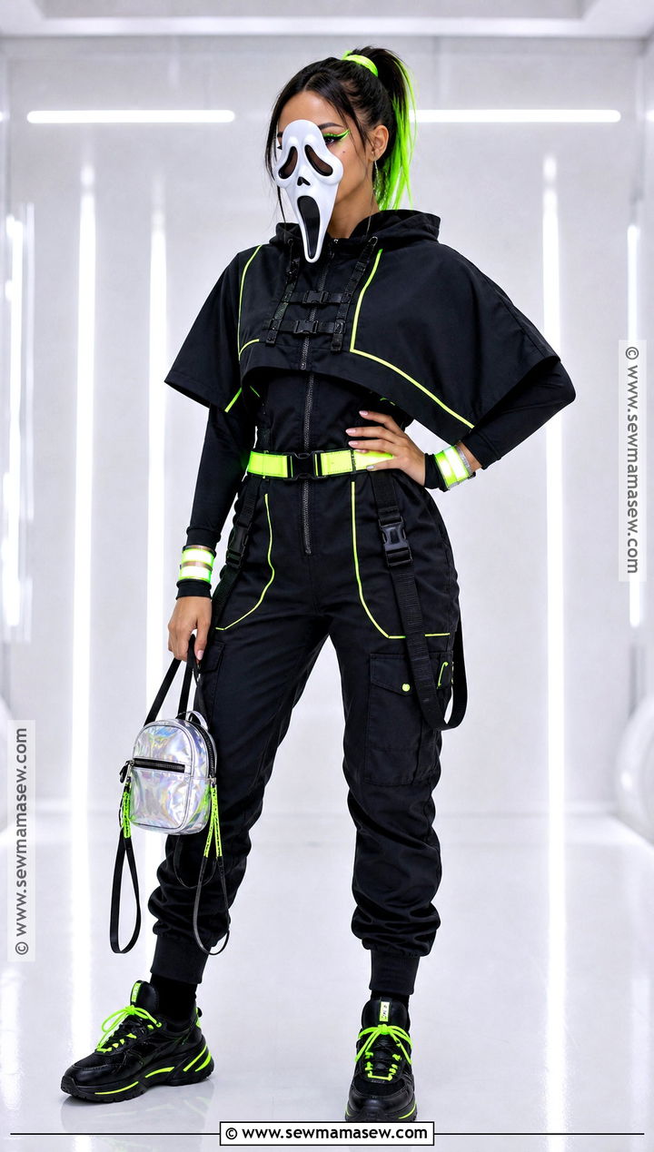 Neon Ghost Face Costume With Reflective Details - 45 ghost face costume ideas for women