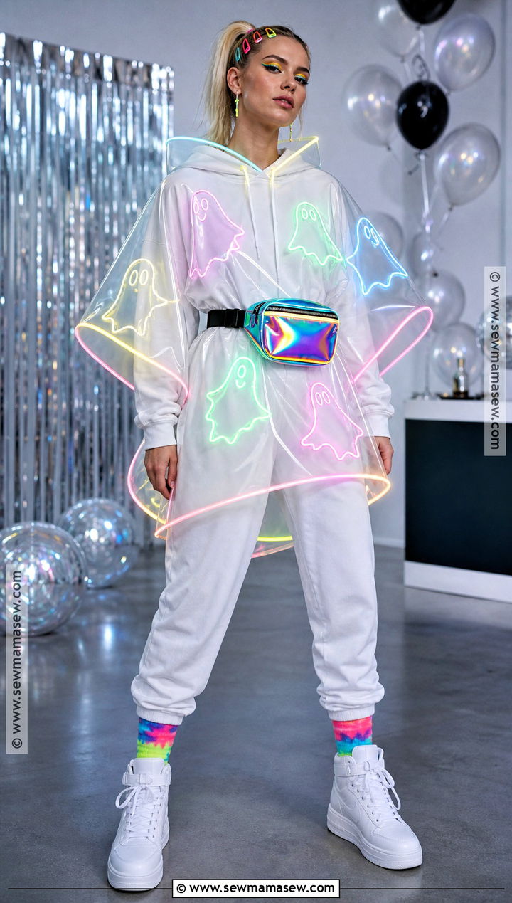 Neon Ghost Outfit With Glow Details - 35 Ghost Outfit Ideas