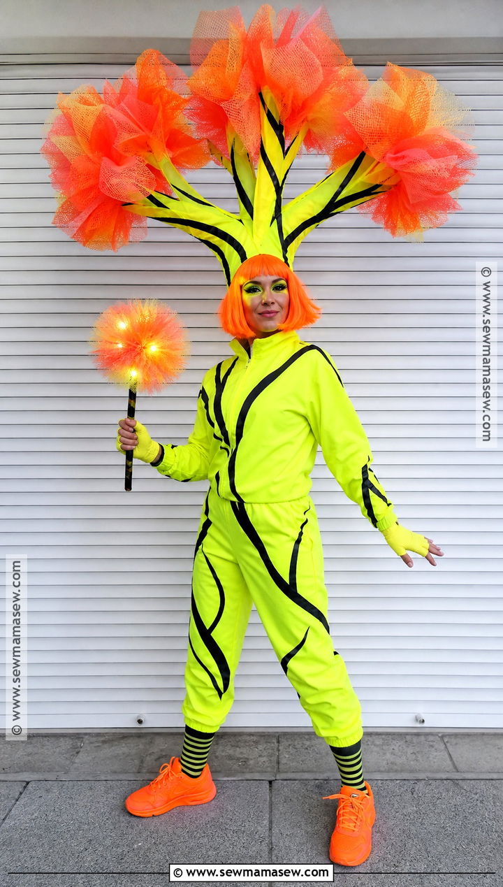 Neon Lorax Tree Costume With Orange Crown - 30 Lorax Tree Costume Ideas