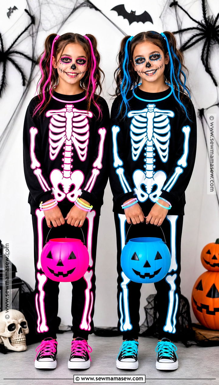 Neon Skeleton Twin Costume - 35 twin costume ideas