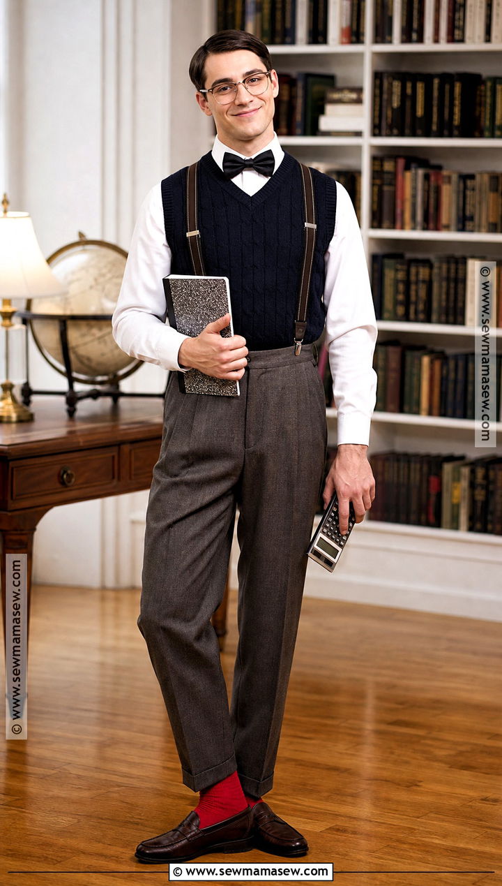 Nerd Costume With Cardigan And Glasses - 30 basic costume ideas