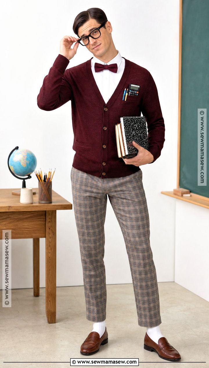 Nerd Costume With Cardigan And Glasses - 30 lazy costume ideas