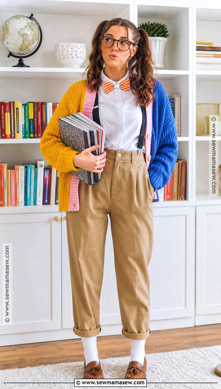 Nerd Costume With Cardigan And Glasses - 30 at home costume ideas