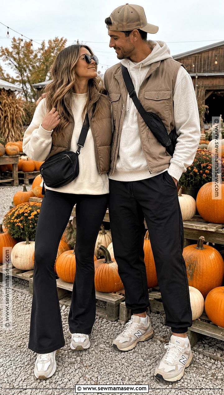 Neutral Athleisure Pumpkin Patch Couple Outfit - 25 Pumpkin Patch Couple Outfit Ideas