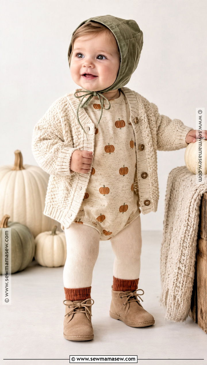 Neutral Baby Pumpkin Romper Outfit - 20 baby pumpkin outfit ideas