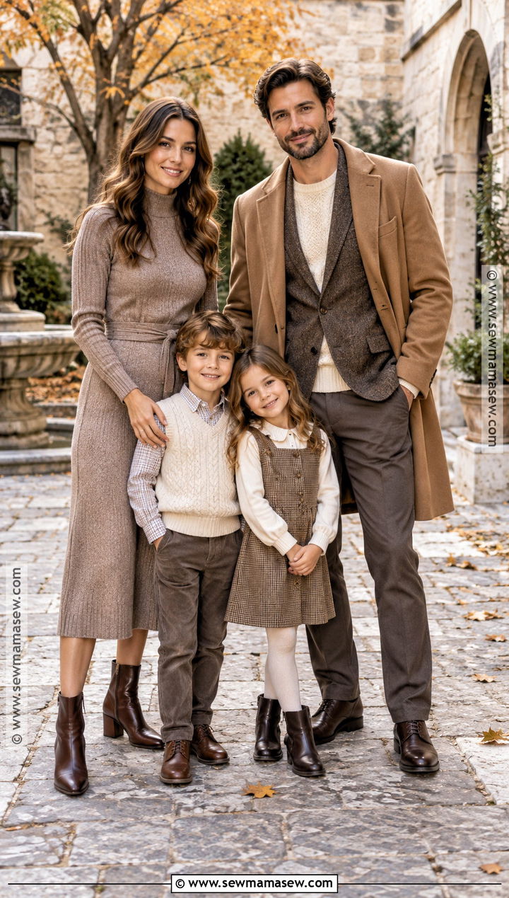 Neutral Dress And Layered Menswear Outfits - 15 fall family photos neutral outfits