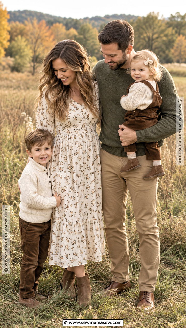 Neutral Floral Dress Fall Family Picture Outfit - 15 fall family pictures neutral outfits