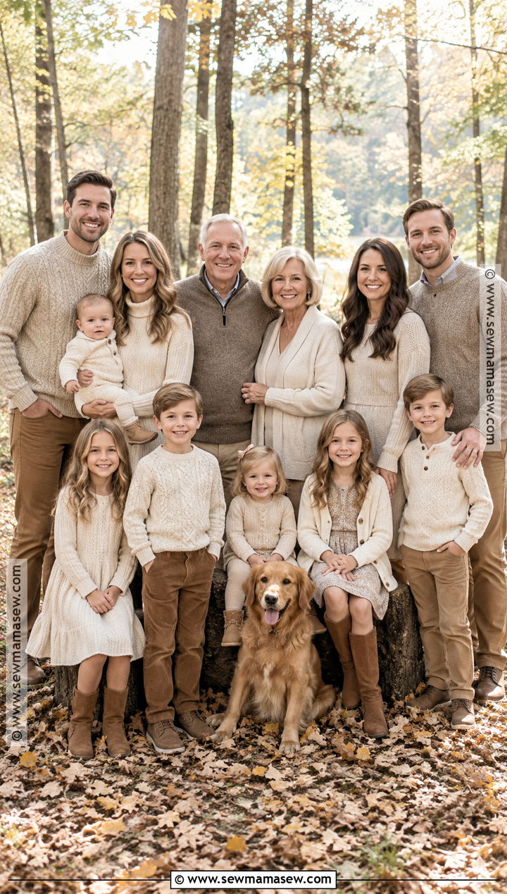 Neutral Knit Large Family Fall Picture Outfits - 15 large family picture outfits for fall