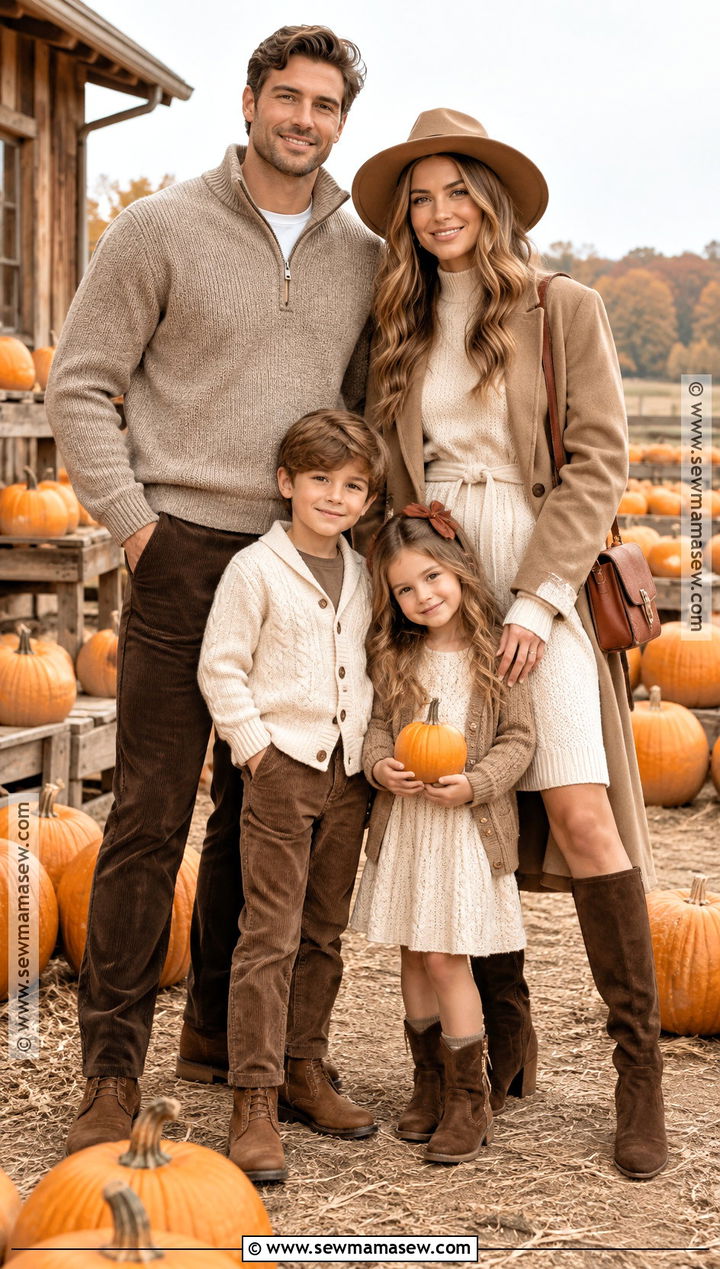 Neutral Knit Pumpkin Patch Matching Outfits - 20 pumpkin patch matching outfits