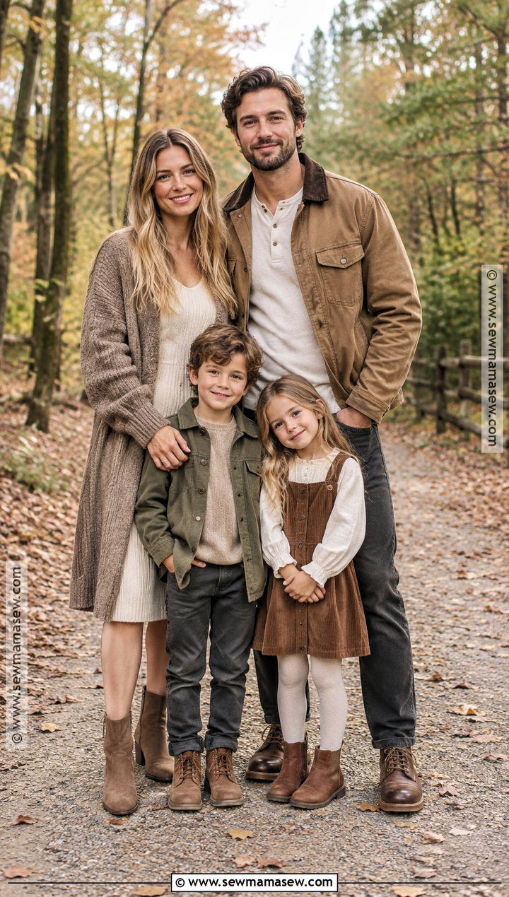 Neutral Layered Fall Family Photo Outfits - 20 Neutral Fall Family Photo Outfits