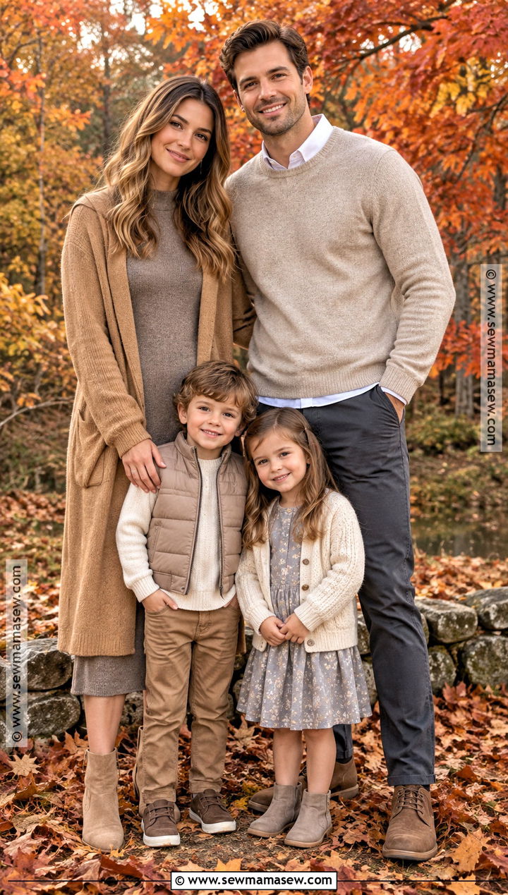 Neutral Layered Fall Family Picture Outfits - 15 fall outfits for family pictures