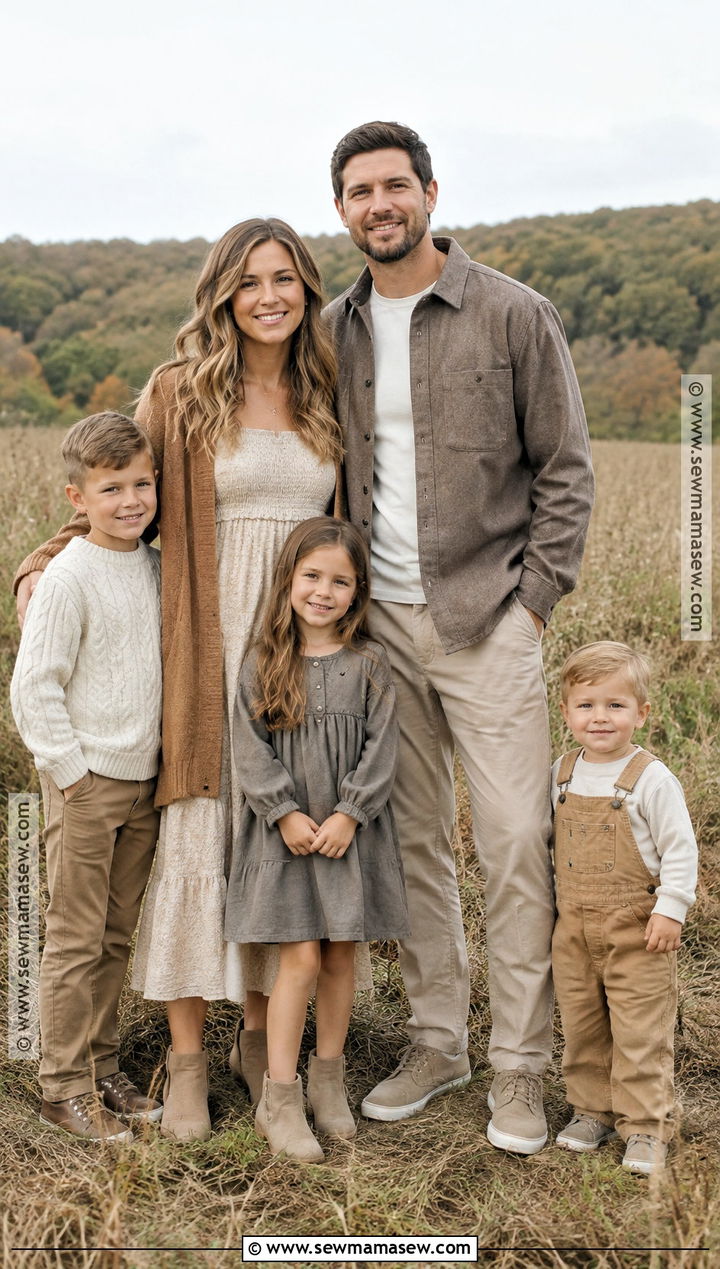 Neutral Layered September Family Photo Outfits - 20 september family photos outfits