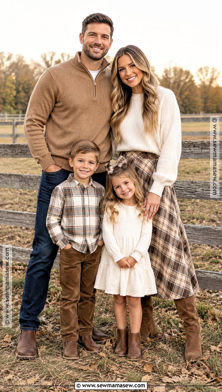 Neutral Plaid Family Fall Picture Outfits - 15 cute family fall picture outfits