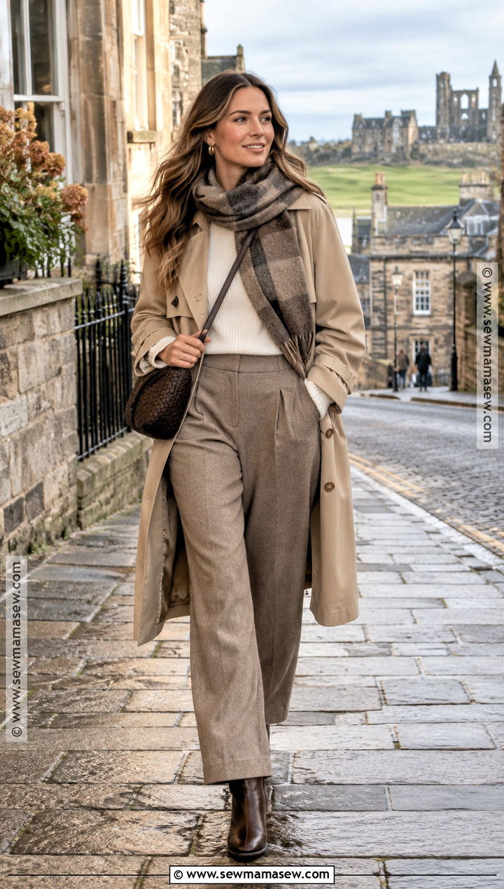 Neutral Scotland Fall Outfit With Beige Layers - 20 scotland outfit fall ideas