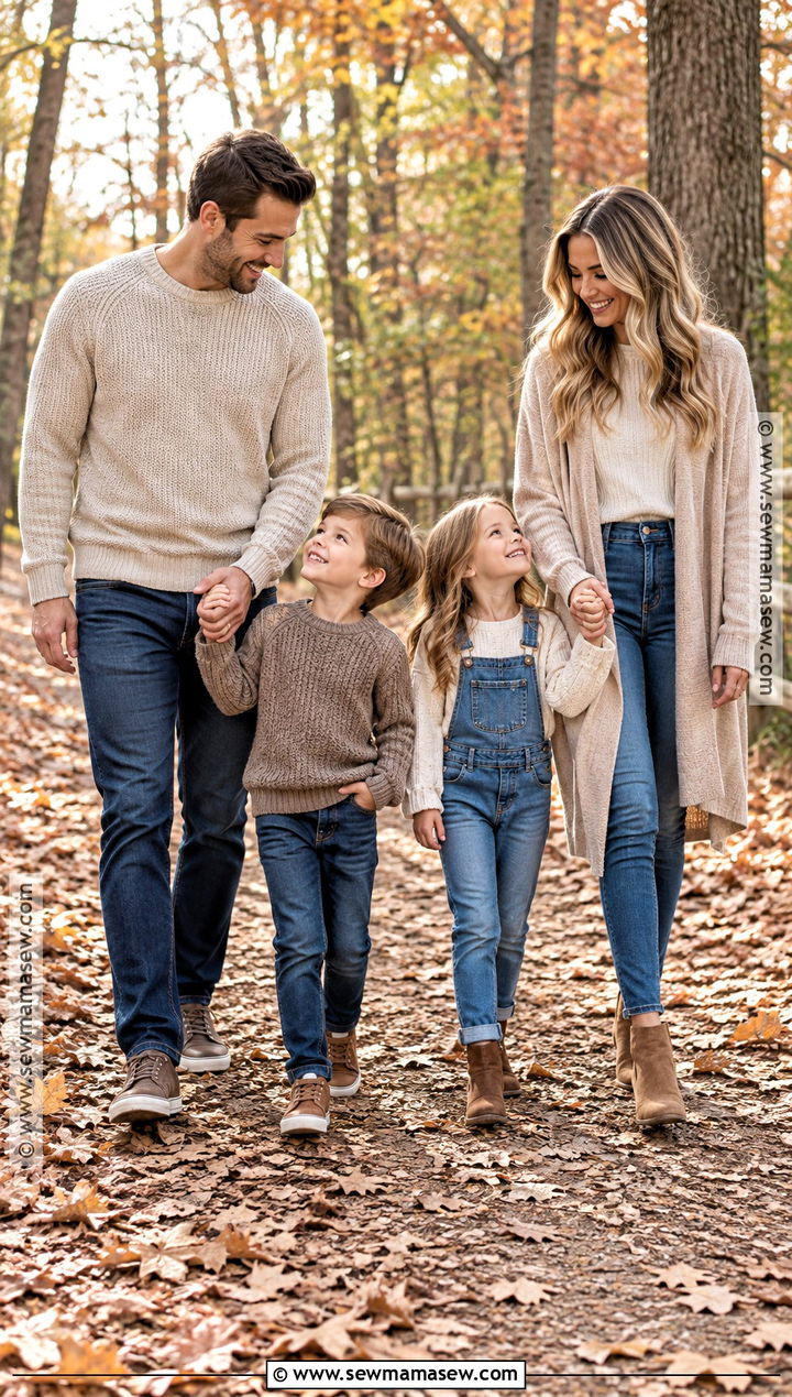 Neutral Sweater And Jeans Family Outfits - 15 fall family photos neutral outfits