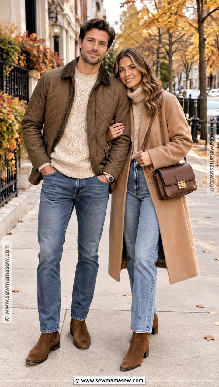 Neutral Sweater Couple Fall Outfit - 25 couple fall outfits