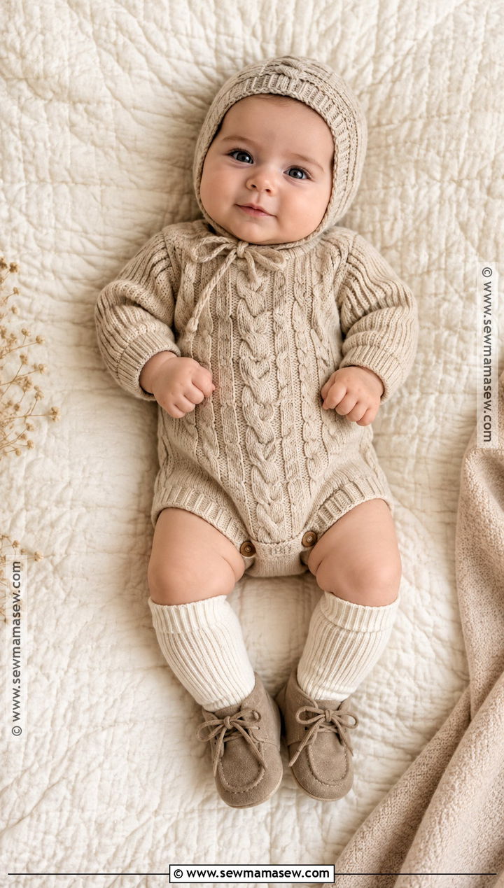 Neutral Sweater Romper Newborn Boy Outfit - 15 fall newborn outfits for boys
